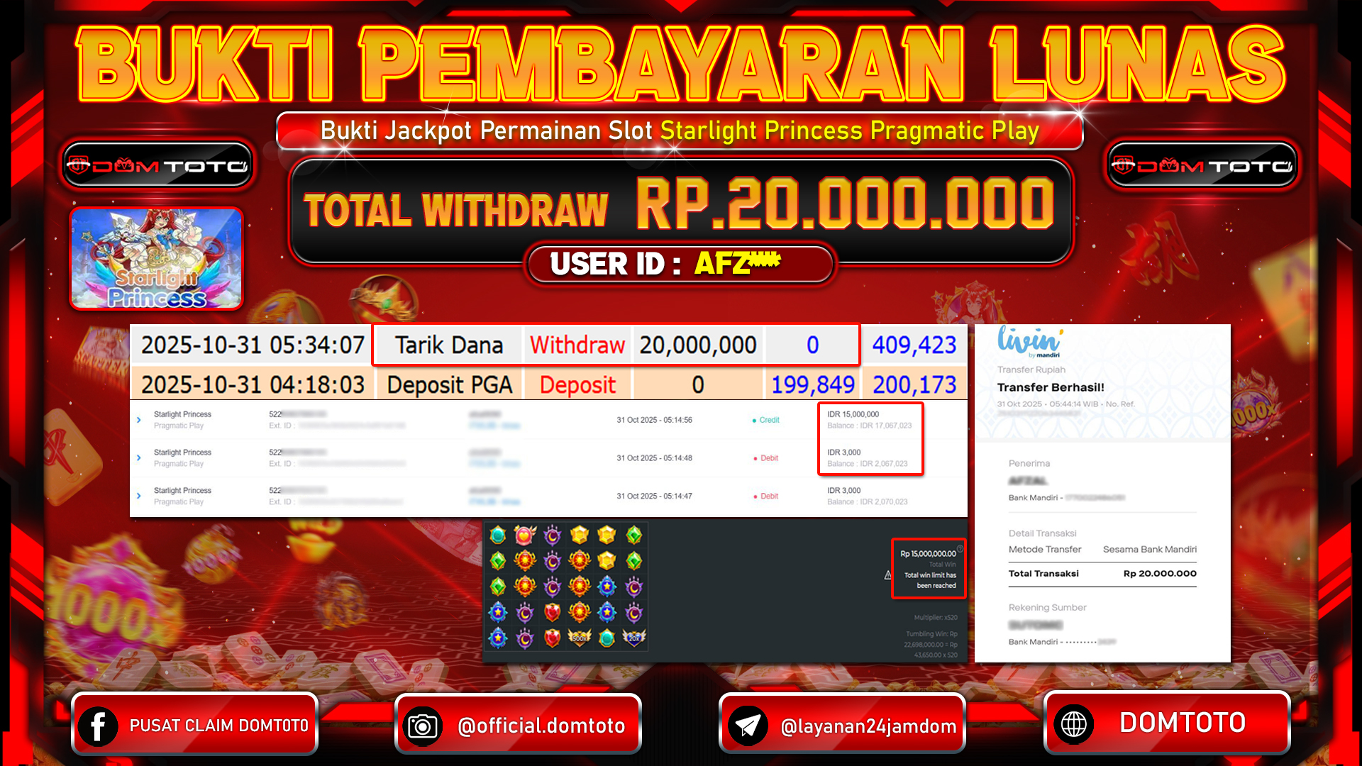 JACKPOT Slot Starlight Princess Pragmatic Play 31 OKTOBER 2025